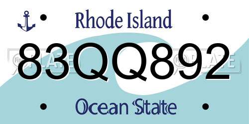 83QQ892 Rhode Island License Plate