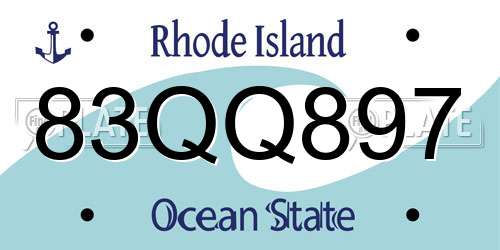 83QQ897 Rhode Island License Plate