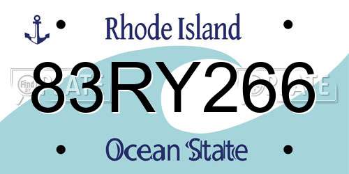 83RY266 Rhode Island License Plate
