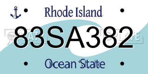 83SA382 Rhode Island License Plate