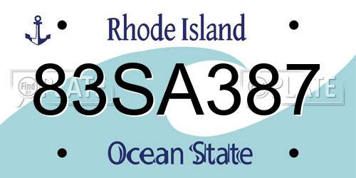 83SA387 Rhode Island License Plate