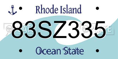 83SZ335 Rhode Island License Plate