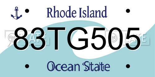 83TG505 Rhode Island License Plate