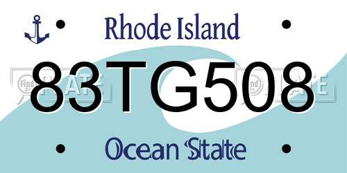 83TG508 Rhode Island License Plate