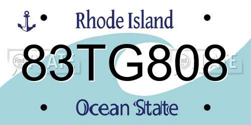 83TG808 Rhode Island License Plate