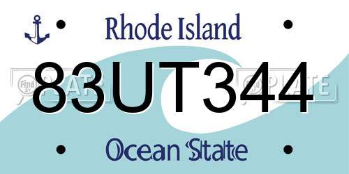 83UT344 Rhode Island License Plate