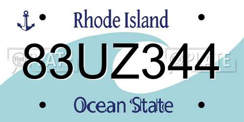 83UZ344 Rhode Island License Plate