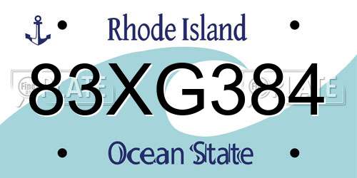 83XG384 Rhode Island License Plate