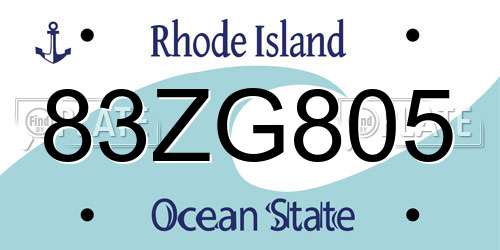 83ZG805 Rhode Island License Plate
