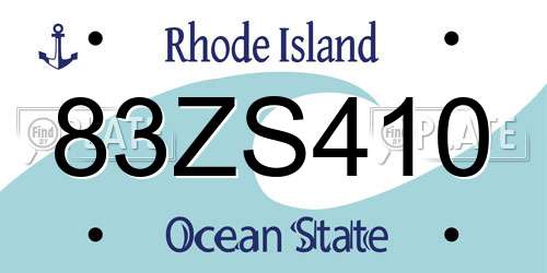83ZS410 Rhode Island License Plate