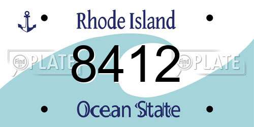 8412 Rhode Island License Plate