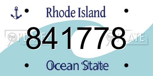 841778 Rhode Island License Plate