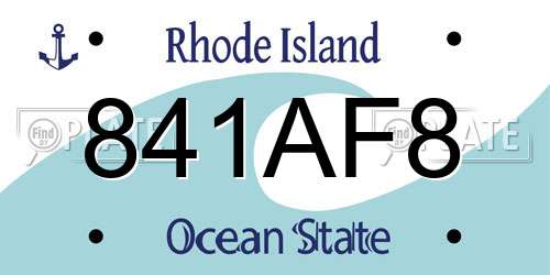 841AF8 Rhode Island License Plate