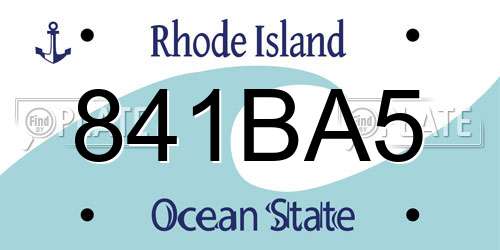 841BA5 Rhode Island License Plate