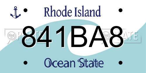 841BA8 Rhode Island License Plate