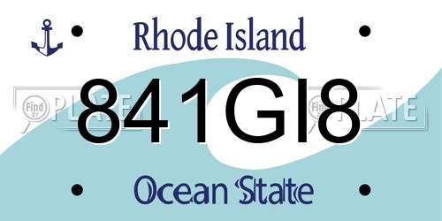 841GI8 Rhode Island License Plate