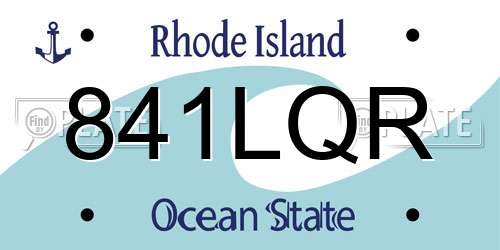 841LQR Rhode Island License Plate