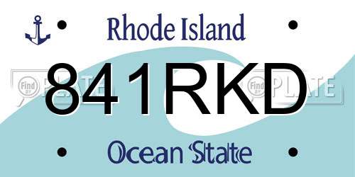 841RKD Rhode Island License Plate