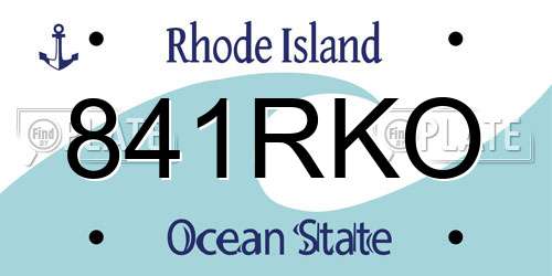 841RKO Rhode Island License Plate