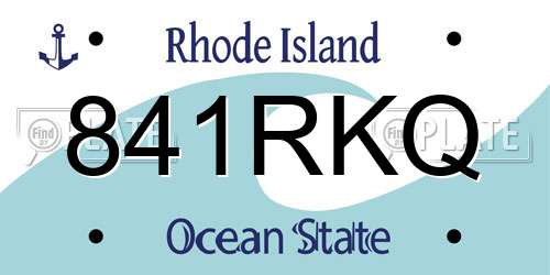 841RKQ Rhode Island License Plate