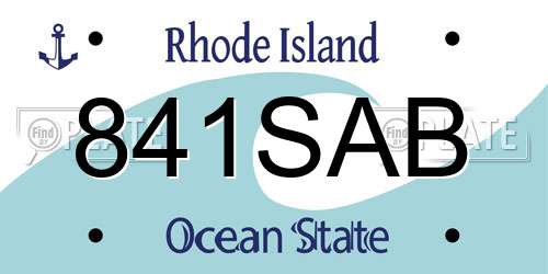 841SAB Rhode Island License Plate
