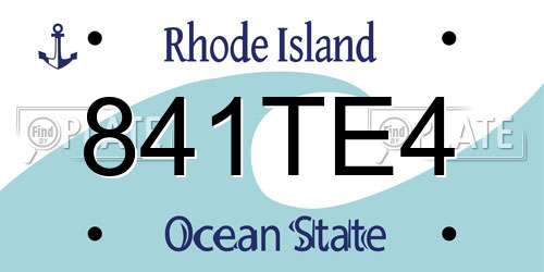 841TE4 Rhode Island License Plate