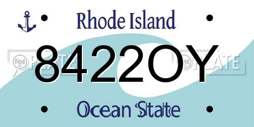 8422OY Rhode Island License Plate