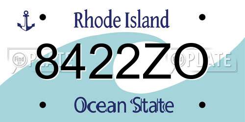 8422ZO Rhode Island License Plate