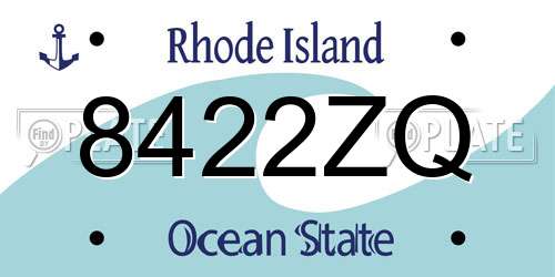 8422ZQ Rhode Island License Plate