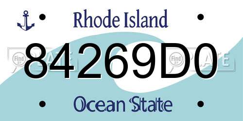 84269D0 Rhode Island License Plate