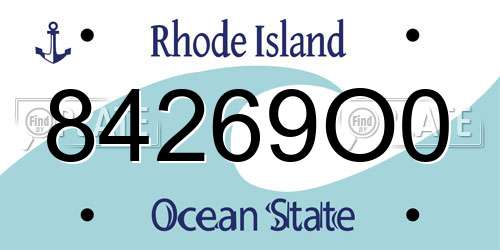 84269O0 Rhode Island License Plate