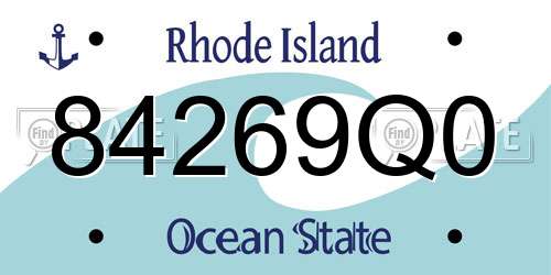 84269Q0 Rhode Island License Plate