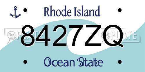 8427ZQ Rhode Island License Plate