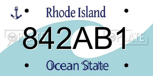842AB1 Rhode Island License Plate