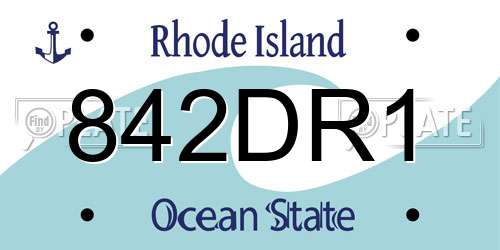 842DR1 Rhode Island License Plate