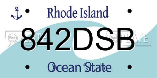 842DSB Rhode Island License Plate