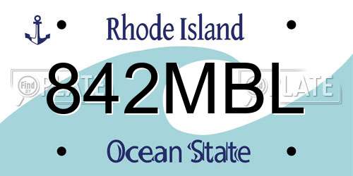 842MBL Rhode Island License Plate