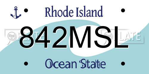 842MSL Rhode Island License Plate