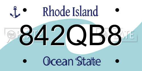 842QB8 Rhode Island License Plate