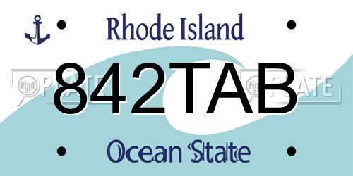 842TAB Rhode Island License Plate