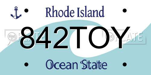 842TOY Rhode Island License Plate