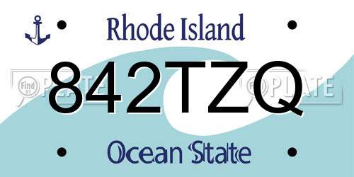 842TZQ Rhode Island License Plate