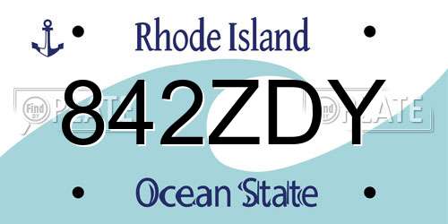 842ZDY Rhode Island License Plate