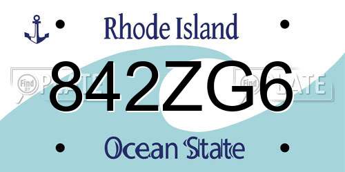 842ZG6 Rhode Island License Plate