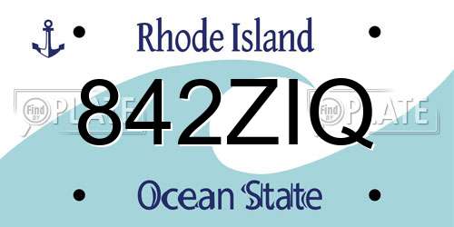 842ZIQ Rhode Island License Plate
