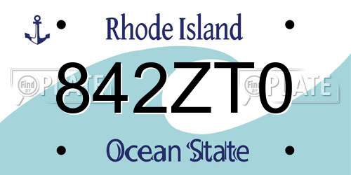 842ZT0 Rhode Island License Plate