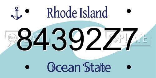 84392Z7 Rhode Island License Plate