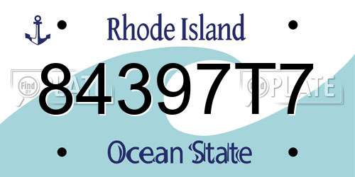 84397T7 Rhode Island License Plate
