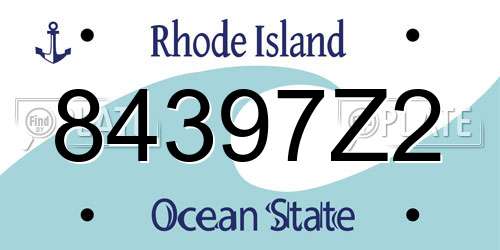 84397Z2 Rhode Island License Plate