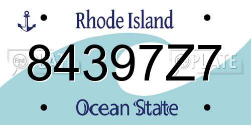 84397Z7 Rhode Island License Plate